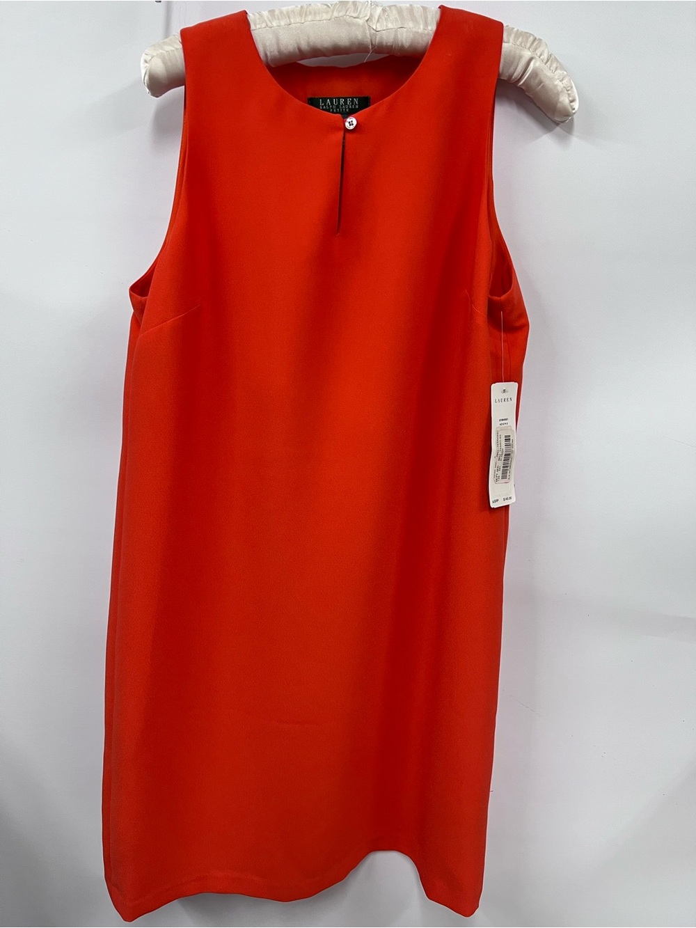 NWT Lauren Ralph Lauren Sleeveless Orange Shift Dress w/Keyhole Button 10P
